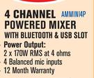 Dixon 4 Channel Powered Mixer With Bluetooth & USB Slot AMMINI4P