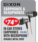 Dixon In Ear Stereo Earphones With Microphone Durable Metal Body DN-K85
