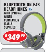 Dixon Bluetooth On Ear Headphones With Optional Wired Connection Cable Supplied K5