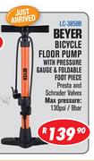 Beyer Bicycle Floor Pump With Pressure Gauge & Foldable Foot Piece LC-3858B