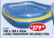 2 Ring Transparent Inflatable Pool SL62021-160 x 160 x 43cm