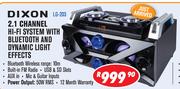 Dixon 2.1 Channel HiFi System With Bluetooth & Dynamic Light Effects LG-203