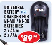 Universal Battery Charger For NI-MH/NI-CD Batteries 2 x AA Or 2 x AAA 8126