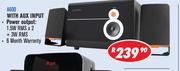 Dixon 2.1 Channel Multimedia Speaker Systems With Subwoofer & 2 Speakers With Aux Input A300U