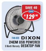 Dixon 24cm USB Powered Desktop Fan FAN-826