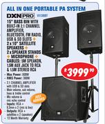 DXN Pro 15" Bass Bin With Built In 2.1 Channel Amplifier,Bluetooth,FM Radio,USB & SD Slots VX1300BT