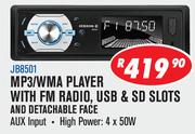 Jebson MP3/WMA Player With FM Radio, USB & SD Slots And Detachable Face Car Decks(JB8501)