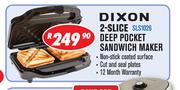 Dixon 2 Slice Deep Pocket Sandwich Maker SLS1026