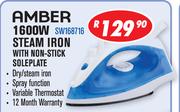 Amber 1600W Steam Iron With Non Stick Soleplate SW168716