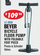 Beyer Bicycle Floor Pump With Foldable Foot Piece Presta  & Schrader Valves LC-3858