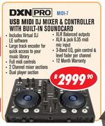 DXN Pro USB MIDI DJ Mixer & Controller With Built In Soundcard MIDI-7