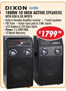 Dixon 1800W 10 Inch Active Speakers With USB & SD Inputs SDJ1002A
