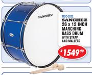 Sanchez 26 x 12 Inch Marching Bass Drum With Strap And Mallets MDC-2612