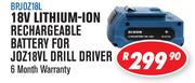 Dixon Power Tools 18V Lithium-Ion Rechargeable Battery For J0Z18VL Drill Driver BPJ0Z