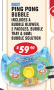 Ping Pong Bubbles Includes A Bubble Blower 2 Paddles, Bubble Tray & 56ml Bubble Solution BB007