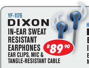 Dixon In Ear Sweat Resistant Earphones Ear Clips, Mic & Tangle Resistant Cable YF-1176