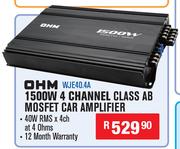 OHM 1500W 4 Channel Class AB Mosfet Car Amplifier WJE40.4A