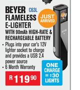 Beyer Flameless E-Lighter With 90 Mah High Rate & Rechargeable Battery C63L