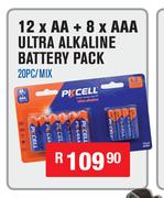 12 x AA + 8 x AAA Ultra Alkaline Battery Pack 20PC/MIX