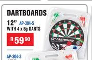 Dartboards 12" With 4 x 6g Darts AP-304-5
