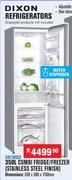 Dixon 350L Combi Fridge/Freezer With Water Dispenser DBF380SD