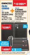 DXN 15" DJ/PA Speakers(Pair) F15+8 Channel Powered Mixer PM8-650