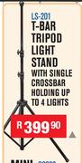 T-Bar Tripod Light Stand With Single Crossbar Holding Up To 4 Lights LS-201