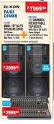 Dixon 15" DJ/PA Speakers(Pair) SDJ3001+Dixon 12 Channel Stereo Table Top Mixer PM121USB