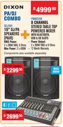 Dixon 15" DJ/PA Speakers(Pair) SDJ1501+8 Channel Stereo Table Top Powered Mixer PM802USB