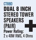 Dixon Dual 8 Inch Stereo Tower Speakers(Pair) CT88D