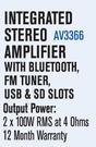 Dixon Integrated Stereo Amplifier With Bluetooth,FM Tuner,USB & SD Slots AV3366