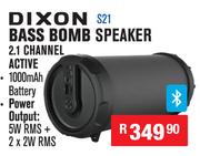 Dixon Rechargeable Bluetooth Bass Bomb Speaker 2.1 Channel Active S21