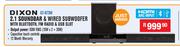 Dixon 2.1 Soundbar & Wired Subwoofer GT-873W