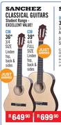 Sanchez Classical Guitars Student Range 36" 3/4 Size Linden Top, Back & Sides C36