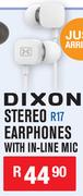 Dixon Stereo Earphones With In-Line Mic R17