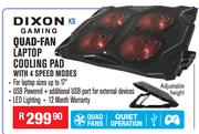 Dixon Quad-Fan Laptop Cooling Pad With 4 Speed Modes K9