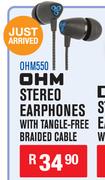 OHM Stereo Earphones With Tangle-Free Braided Cable OHM550