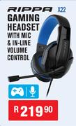 Rippa Gaming Headset With Mic & In-Line Volume Control X22