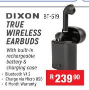 Dixon True Wireless Earbuds With Built In Rechargeable Battery & Charging Case BT-519