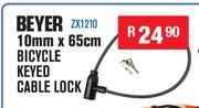 Beyer 10mm x 65cm Bicycle Keyed Cable Lock ZX1210