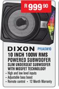 Dixon 10" 100W RMS Powered Subwoofer Slim Underseat Subwoofer Wit Mosfet Technology PYUASW10