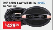 Dixon Car Speakers 6x9" 420W 4 Way Speakers Max Power 420W DNP694TJ