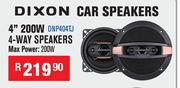 Dixon Car Speakers 4" 200W 4 Way Speakers Max Power 200W DNP404TJ