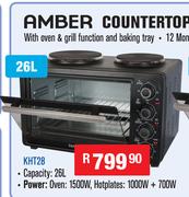 Amber 26L Countertop Oven & Stove With 2 Solid Hotplates KHT28