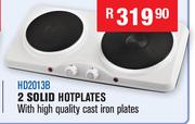 Amber 2 Solid Hotplates With High Quality Cast Iron Plates HD2013B