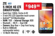 ZTE 5" 4G LTE Smartphone A601