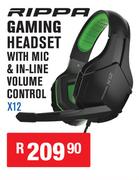 Rippa Gaming Headset With Mic & In-Line Volume Control X12