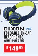 Dixon Foldable On-Ear Headphones With-In Line Mic