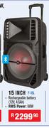 Dixon Trolley Speakers With Integrated Handle & Wheels 15 Inch F-15L