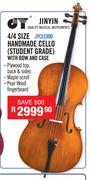 Jinyin 4/4 Size Hnadmade Cello Student Grade With Bow & Case JYCEE900